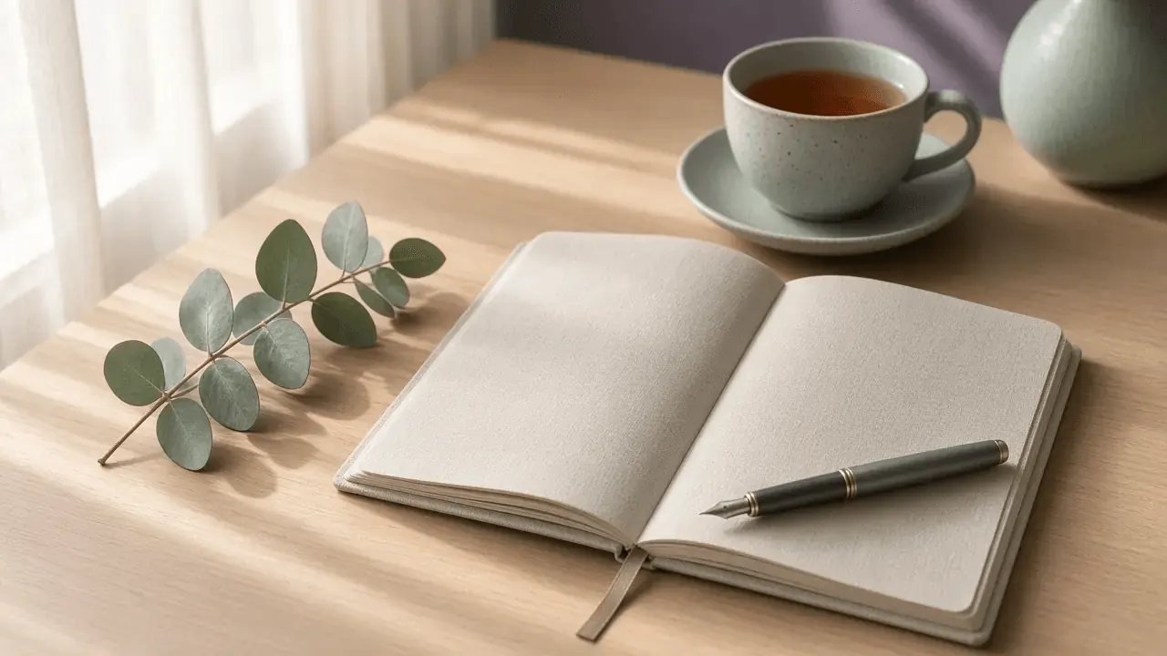 Menovia Care journal on a calm desk
